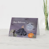 Halloween Black Cat Hexenkürbis Saukkulter Flederm Karte (Vorderseite)
