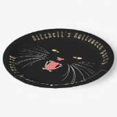 Halloween Black Cat Hissing Fun Slogan Paper Plate Pappteller (Schrägansicht)