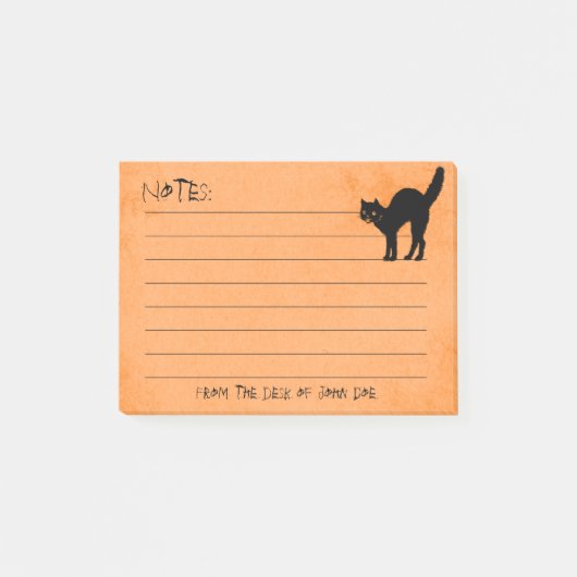 Halloween Black Cat Iconic Silhouette Orange Post-it Klebezettel (Vorderseite)