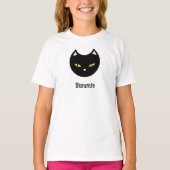 Halloween Black Cat Individuelle Name Kids T-Shirt (Vorderseite)