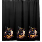 Halloween Black Cat Jack-o-Lantern Orange Duschvorhang (Vorderseite)