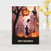 Halloween Black Cat Jack O Lantern Super Cute Karte (Gelbe Blume)
