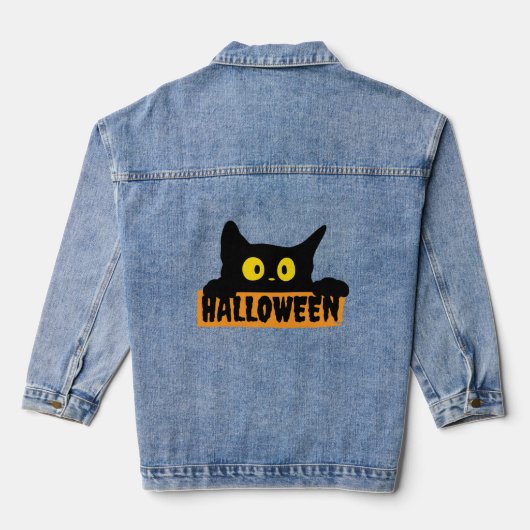 Halloween Black Cat Jeansjacke (Rückseite)