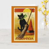 Halloween Black Cat Karte (Gelbe Blume)