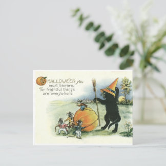Halloween Black Cat Kitten Mice Mouse Postcard Postkarte