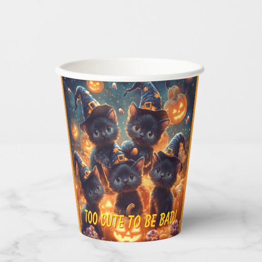 Halloween Black Cat Kittens Pappbecher (Vorderseite)