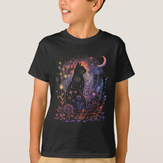 Halloween Black Cat Kostüm Mystical Cat Lover Wom T-Shirt (Vorderseite)