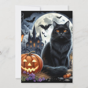 Halloween Black Cat Kürbislaterne Mitteilungskarte