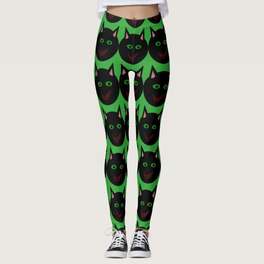 Halloween Black Cat Leggings (Vorderseite)