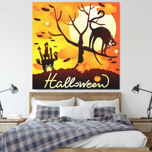 Halloween Black Cat Leinwanddruck (Insitu (Schlafzimmer))