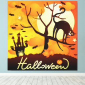 Halloween Black Cat Leinwanddruck (Insitu (Holzboden))