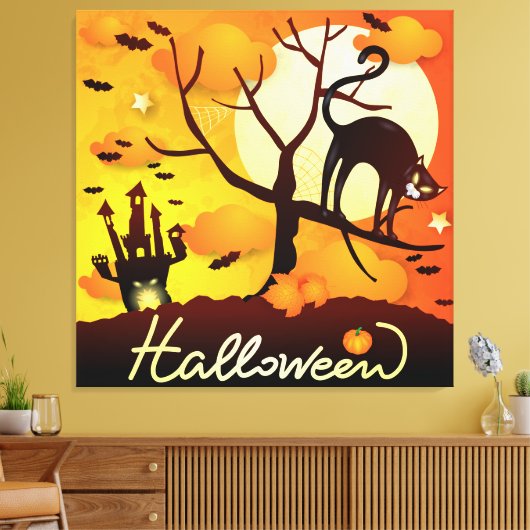 Halloween Black Cat Leinwanddruck (Insitu (Wohnzimmer))