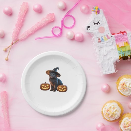 Halloween Black Cat Magic Classic T-Shirt Pappteller (Party)