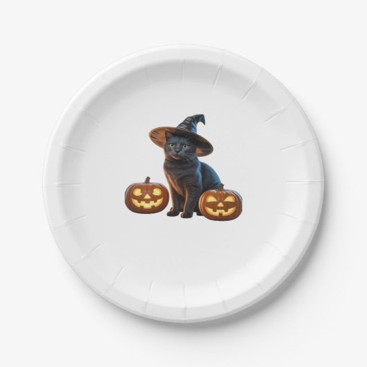 Halloween Black Cat Magic Classic T-Shirt Pappteller (Vorderseite)