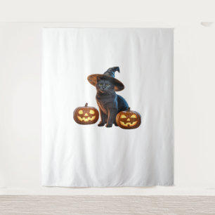 Halloween Black Cat Magic Classic T - Shirt Wandteppich