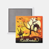 Halloween Black Cat Magnet (Vorderseite/Rückseite)