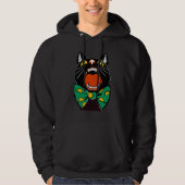 Halloween Black Cat Meowing With Large Green Polka Hoodie (Vorderseite)