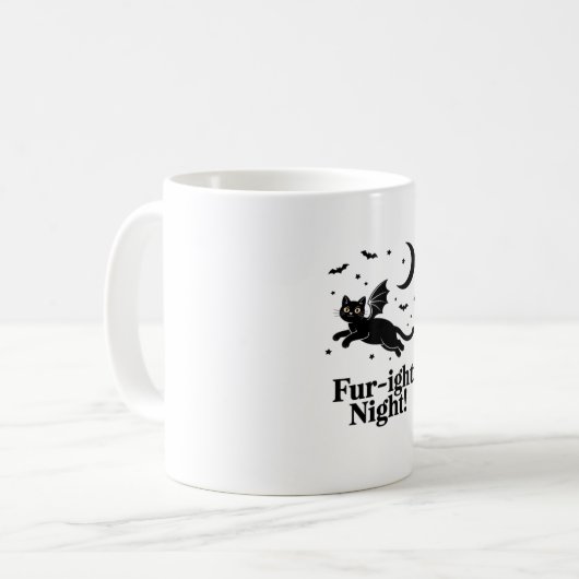 Halloween Black Cat mit Bat Wings Graphic Classic Kaffeetasse (Vorderseite Links)