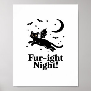 Halloween Black Cat mit Bat Wings Graphic Classic Poster