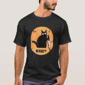 Halloween Black Cat mit blutigen Knife Katze Was T-Shirt (Vorderseite)