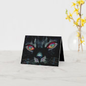 Halloween Black Cat mit Feueraugenkarte Karte (Gelbe Blume)