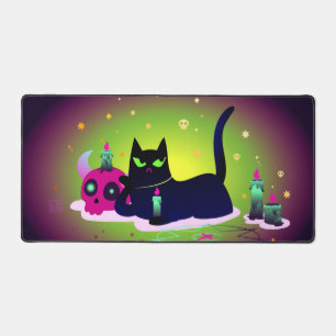 Halloween Black Cat mit Kerze und Skulptur Schreibtischunterlage
