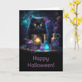 Halloween Black Cat mit magischen mystischen Träne Karte (Gelbe Blume)