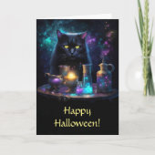 Halloween Black Cat mit magischen mystischen Träne Karte (Vorderseite)