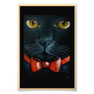HALLOWEEN BLACK CAT mit ORANGE BOW DRUCKEN Fotodruck