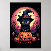 Halloween Black CAT mit Pumpkin und HexenhAT Poster (Vorne)