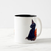 Halloween Black Cat mit Pumpkin Zweifarbige Tasse (VorderseiteRechts)