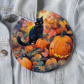 Halloween Black Cat mit Pumpkins Beängstigend Button (Beispiel)