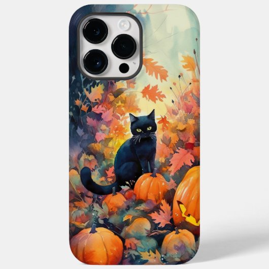 Halloween Black Cat mit Pumpkins Beängstigend Case-Mate iPhone Hülle (Rückseite)