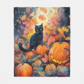 Halloween Black Cat mit Pumpkins Beängstigend Fleecedecke (Vorderseite)