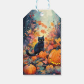 Halloween Black Cat mit Pumpkins Beängstigend Geschenkanhänger (Rückseite)