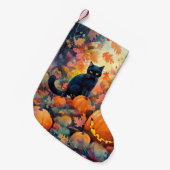 Halloween Black Cat mit Pumpkins Beängstigend Kleiner Weihnachtsstrumpf (Vorderansicht (hängend))