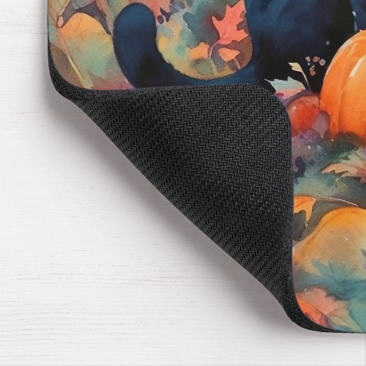 Halloween Black Cat mit Pumpkins Beängstigend Mousepad (Ecke)