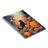 Halloween Black Cat mit Pumpkins Beängstigend Notizblock (Rechte Seite)