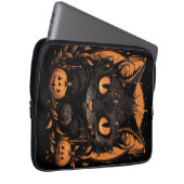 Halloween Black Cat mit Pumpkins und Mond Laptopschutzhülle (Vorne Rechts)