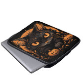 Halloween Black Cat mit Pumpkins und Mond Laptopschutzhülle (Vorne Knopf)