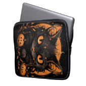 Halloween Black Cat mit Pumpkins und Mond Laptopschutzhülle (Vorderseite Links)