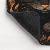 Halloween Black Cat mit Pumpkins und Mond Mousepad (Ecke)