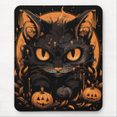 Halloween Black Cat mit Pumpkins und Mond Mousepad (Vorne)