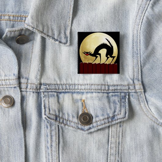 Halloween Black Cat mit Vollmond Button (Beispiel)