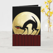 Halloween Black Cat mit Vollmond Karte (Gelbe Blume)