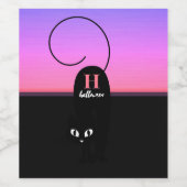 Halloween Black Cat Monogram Weinetikett (Einzelnes Label)