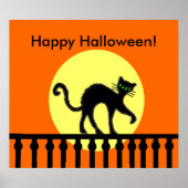 Halloween Black Cat Moon Fence Poster (Vorne)