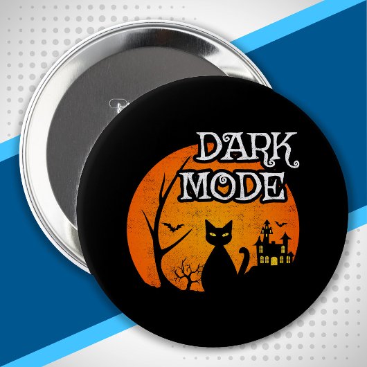 Halloween Black Cat Moon Funny Dark Mode Spaß Button