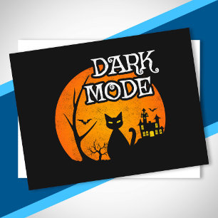 Halloween Black Cat Moon Funny Dark Mode Spaß Postkarte