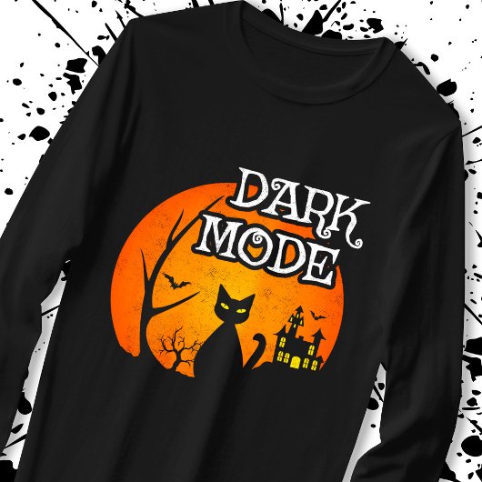 Halloween Black Cat Moon Funny Dark Mode Spaß T-Shirt